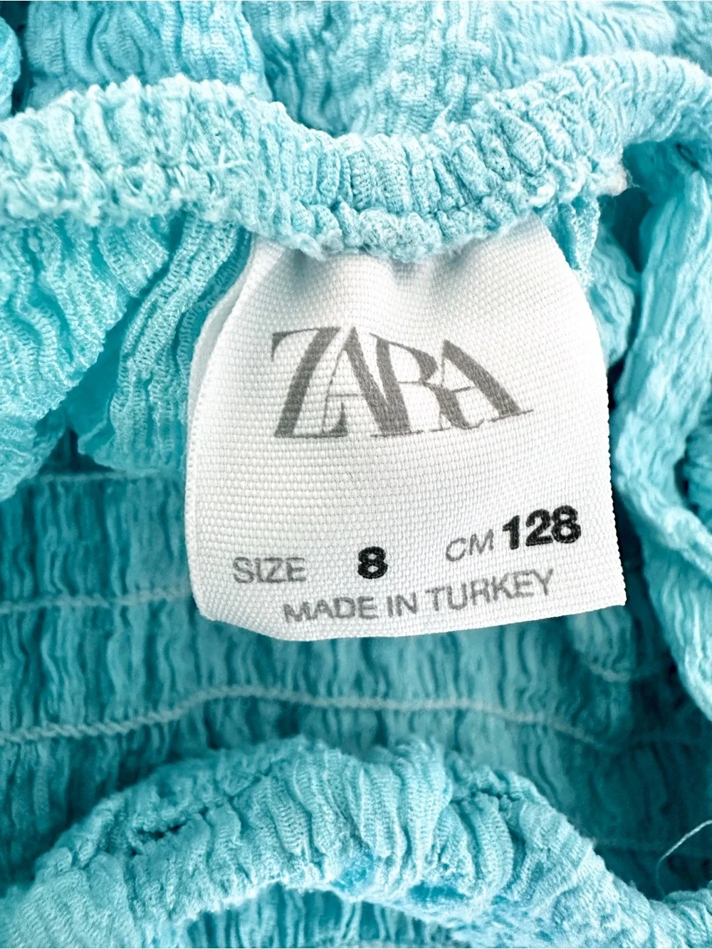Zara Girl’s Aqua Smocked Wide-Leg Jumpsuit Size 8